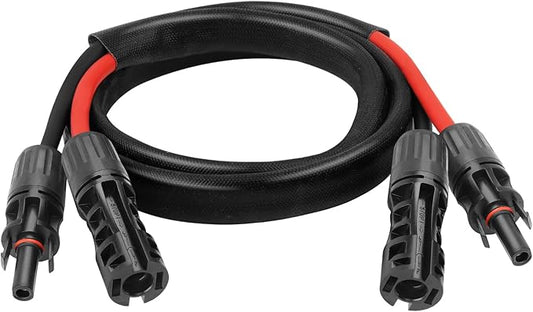 8AWG Solar Cable - 3FT Solar Panel Extension Cord 8 Gauge PV Wire with Flame Retardant Protective Sleeving Female & Male Waterproof Connector for RV, Photovoltaic Systems, Solar Panels (3 Feet)