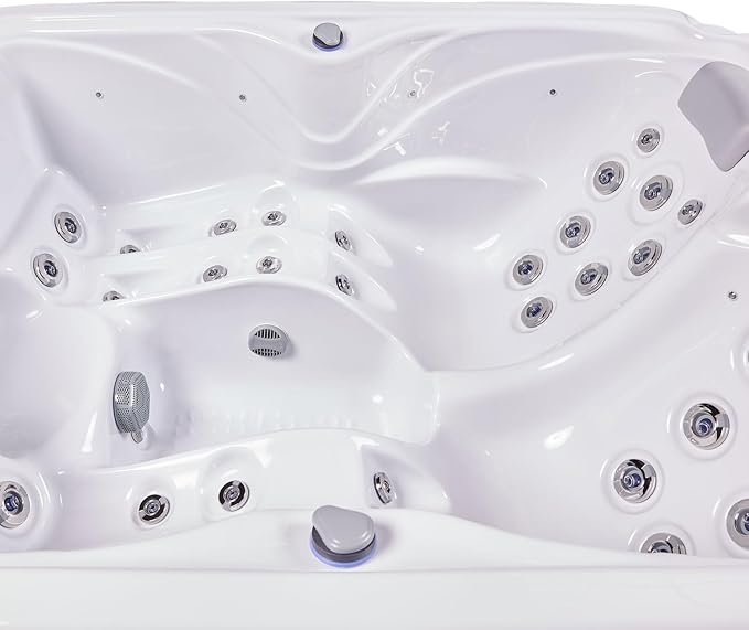 Bueno Spa Atlanta 3 - Person 37- Jet Acrylic Hot Tub in Ice White with New Arctic Max Insulation, Ozonator, and Cover in Ice White