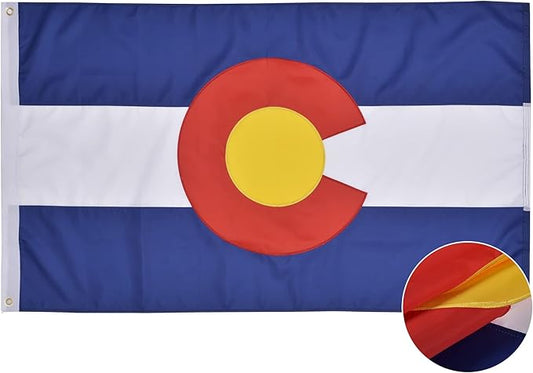 VICDRIA Colorado State Flag 3x5 Ft Deluxe Full Embroidered Heavy Duty Polyester Durable CO Outside Flags with Sewn Stripes and Brass Grommets for Indoor/Outdoor