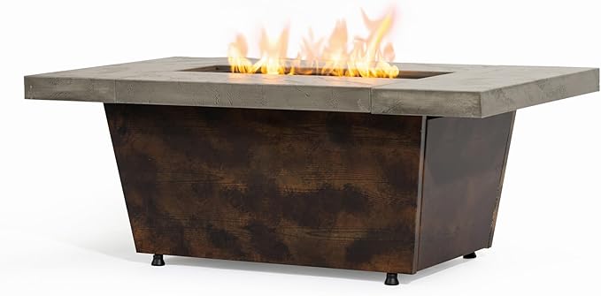 Outdoor Fire Pit Table Propane Gas Fire pits Outdoor Fireplaces 42'' Rectangular Firepit Table, 50,000 BTU Fire Table for Patio Set, White&Blue Glass, Grey.
