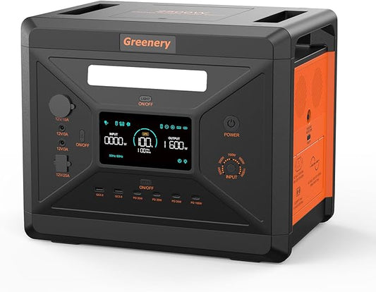 Greenery 2500W Power Station, 2304Wh Solar Generator, LiFePO4 Battery 1.5Hrs Fast Charging With 4 AC Outlets (Peak 5000W), Portable Power Station For Home Camping Outdoor Battery Backup