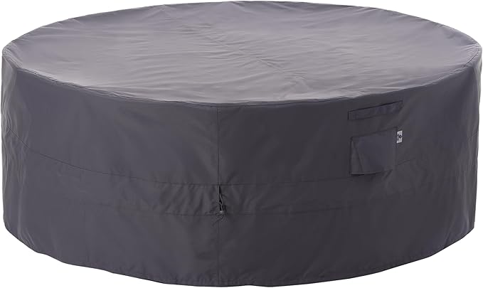 WJ-X3 Large Ripstop Patio Furniture Cover, 110" D x 31" H, Waterproof, UV Resistant, Anti-Fading Outdoor Cover for Round Dining Table and Chairs Set, Grey