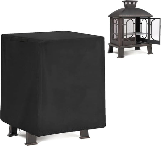 POMER Fire Pit Cover for Panovue Chiminea Fire Pit 45",Waterproof and Uv-resistant Patio Outdoor Fireplace with Drawstring Cord All Season Protection - 32"Lx23"Wx40"H