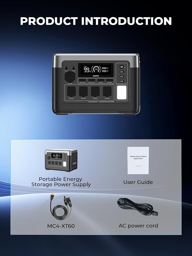 OUKITEL P1000 Plus Solar Generator with 100W Solar Panel, 1800W (3600W Peak) Portable Power Station, 1024Wh LiFePO4 Battery with APP, for Home, Power Outages, Camping & RVs