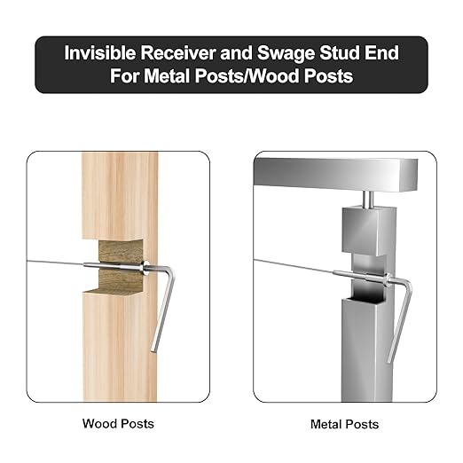BLIKA 30 Pack Invisible Cable Railing Kit, T316 Stainless Steel 1/8" Invisible Receiver and Swage Stud End for Cable Railing, Swage Tensioner 1/8" for Wood/Metal Post, Cable Railing Hardware
