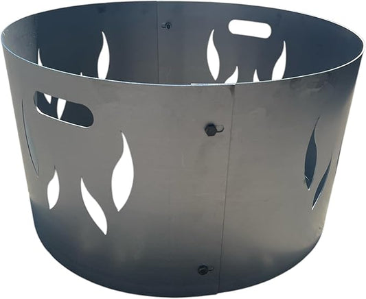 Fire Pit Spark Screen 31.5" – 2-Piece Heavy Duty Steel Mesh Cover with Handle – Rust Patina Finish – Outdoor Fire Bowl Spark Guard for Patio & Backyard Safety (31.5" Flame Guard)