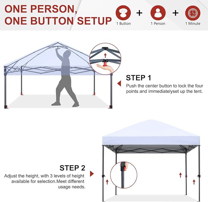 ABCCANOPY Pop Up Canopy - 10x10 Outdoor Patio Portable Canopy Tent Heavy Duty for Backyard and Deck with 4 Sandbags(Pink, 10x10)