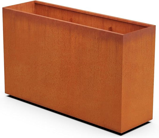 Plantercraft Large Rectangular Planters for Outdoor Plants - 60x18x36 Inch Corten Steel Planter, Extra Large Outdoor Planter Box for Patio, Garden & Privacy Screen