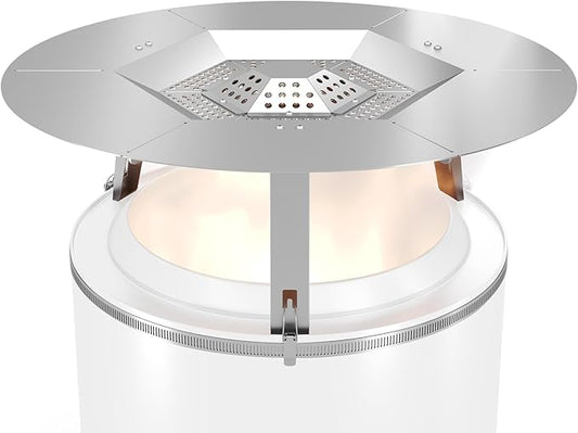 Upgraded Heat Deflector for Solo Stove Yukon 27’’, 304 Stainless Steel Heat Diffuser with Detachable Legs & Fix Hoop, Capture and Redirect Warmth, Camping Accessory