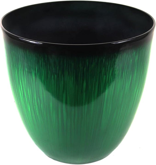 Gardener Select (EPR15-205 Large Egg Shaped Planter - Modern Indoor & Outdoor Decorative Flower Pot/Box (15 Inch, Green Flower)