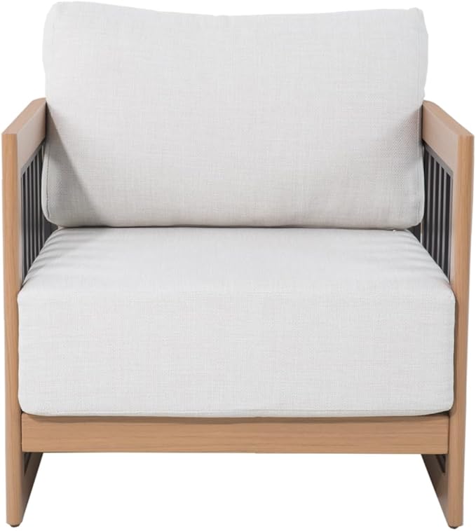 Ulax furniture Patio Aluminum Conversation Set, Sectional Sofa Set with Cushions, Round Table