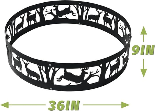 Fire Ring, Fire Pit Ring for Outdoors 36x9IN, Firewood Burning Ring for Patio Backyard, Openwork Fire Ring for Camping