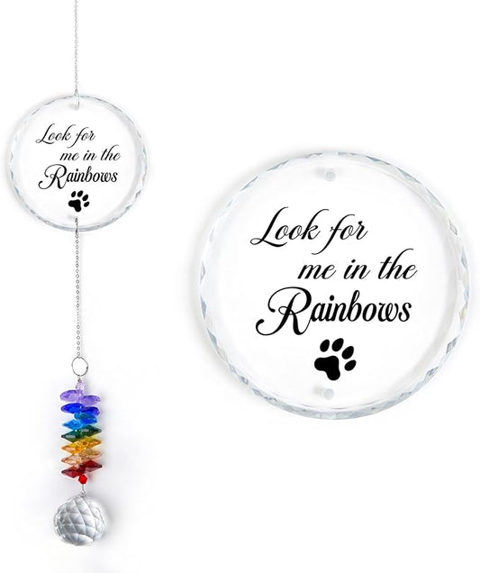 GIFTELIX Pet Memorial Suncatcher - Pet Memorial Gift - Dog Cat Loss Sympathy Gift - Rainbow Crystal Prism - Bereavement Keepsake - Daily Remembrance - Suncatcher Ornament