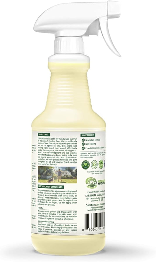 Mosquito Magician Indoor and Outdoor Spray - Use for Carpet, Furniture, Bedding, Couches & Pets – Plant-Sourced with Essential Oil – Cedarwood, 32 OZ