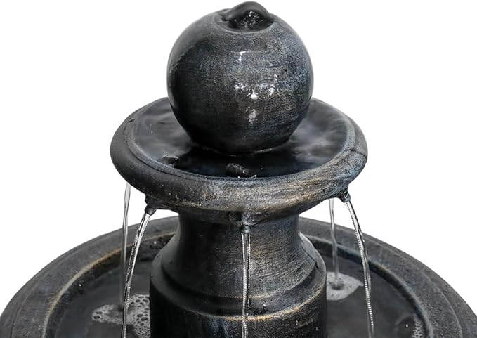 ourrco 45.2inches High Outdoor Water Fountain, Concrete Outdoor Waterfall Fountain with Pump for Yard Garden Patio Backyard Deck Relaxation Decor - Black