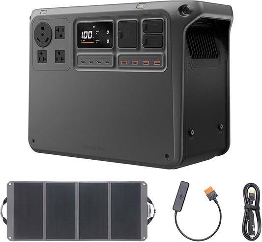 DJI Power 2000 Portable Power Station, Solar Generator with Panel, 2048Wh LFP Battery, 3000W Output, Car Power Outlet to SDC Power Cable, Car Charging, Camping, Road Trip, RV