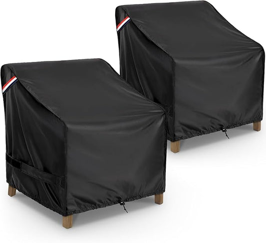 KylinLucky Waterproof Patio Chair Covers 2 Pack 29Wx30Dx36H Inches, All Weather Heavy Duty Outdoor Furniture Covers Black