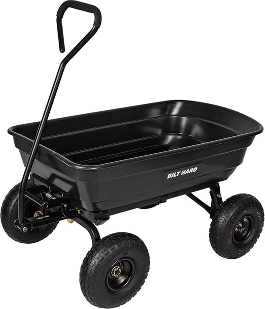 BILT HARD 600 lbs Poly Garden Dump Cart with 180° Rotating Handle, 4 Cu.Ft. Capacity Heavy Duty 4 Wheel Garden Carts for Yard, Outdoor