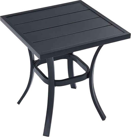 VICLLAX 18" Outdoor Side Table Small Patio End Table Square Bistro Coffee Table, Black