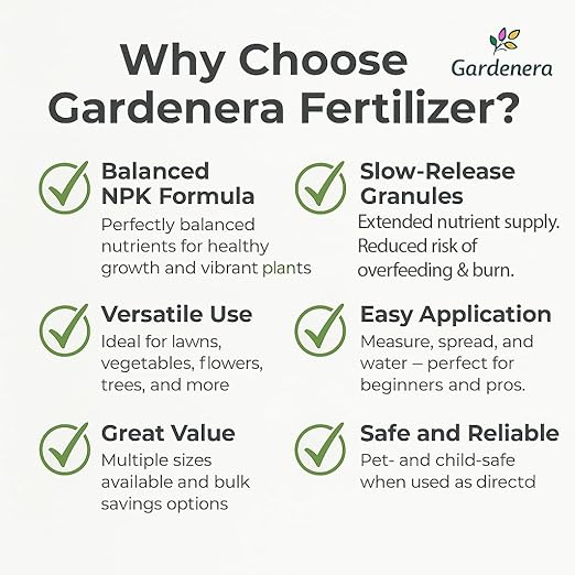 Gardenera 13-13-13 Slow Release Granular Fertilizer – All Purpose Plant Food 13 13 13 for Outdoor Grass, Vegetables, Roses, Flowers, Shrubs, Trees. Lawns, Gardens, Potted Plants (8 OZ)