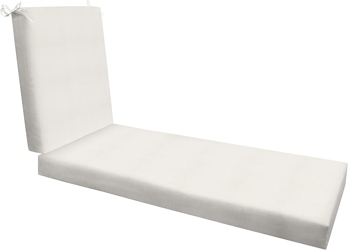 Honeycomb Outdoor Heritage Chaise, 22.5" W x 70" L, Textured Solid Bone Chair Cushion for Patio Furniture