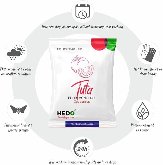 HEDO Delta Pheromone Trap with Tuta Lure for Tomato Leaf Miner(Tuta absoluta) to Control Damage in Tomato Pack of 5