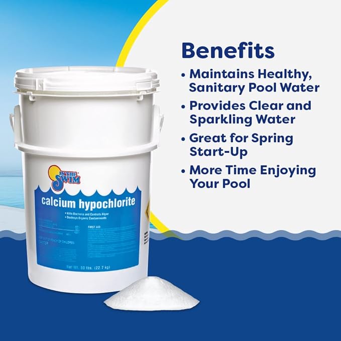 In The Swim Chlorine and Shock Bundle for Sanitizing Swimming Pools – Includes 4 Pound Bucket of 1 Inch Chlorine Tablets and 6 x 1 Pound Bags of 68% Cal-Hypo Pool Shock