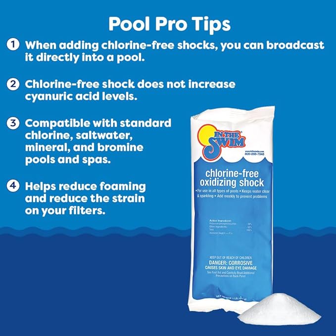 In The Swim Chlorine-Free Shock & Chlorine Tablets Bundle: 24 x 1 Pound Bags & 25 Pound Bucket of 3 Inch Stabilized Tablets