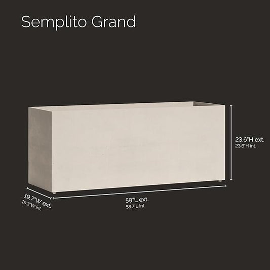 Semplito Grand Rectangular Planter – Sand Stone Finish – Fiberglass Indoor/Outdoor, Weather-Resistant XL Planter (59" L x 19.7" W x 23.6" H Exterior, 58.7" L x 19.3" W Interior)