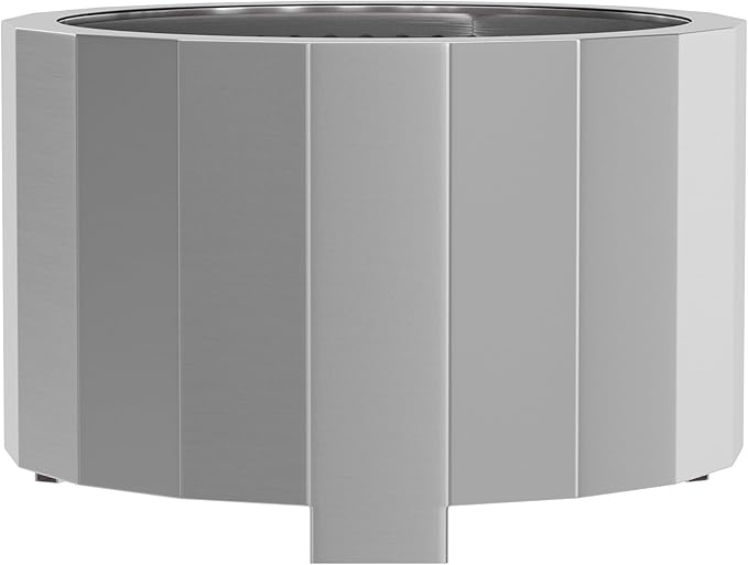 Flash Furniture Titus Commercial Grade Wood Burning Smokeless Outdoor Firepit - Fingerprint Resistant Stainless Steel - 27 inches - Portable - Waterproof Cover