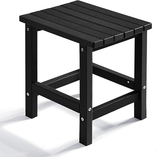 PASAMIC Adirondack Square Outdoor Side Table, HDPE Small Outdoor Table, Patio End Table for Patio, Pool, Backyard, Weather-Resistant (Black)