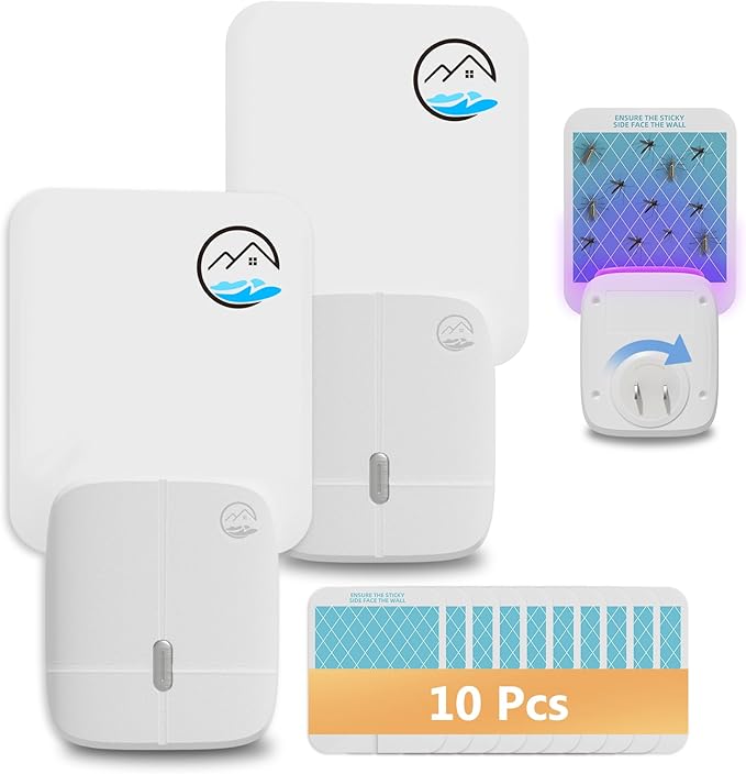 Indoor Gnat Traps, Fruit Fly Trap, Flying Insect Trap, Start Protect 400 Sq Ft, Suitable for Gnat, Moth, and Mosquito, and Can be Used in Every Corner of The Home（2 Device + 10 Glue Cards）