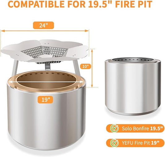 Heat Deflector for Solo Stove Bonfire 19.5’’ - Upgraded 304 Stainless Steel Portable Heat Diffuser with Detachable Legs & Handle, Capture and Redirect Warmth, Camping Accessory