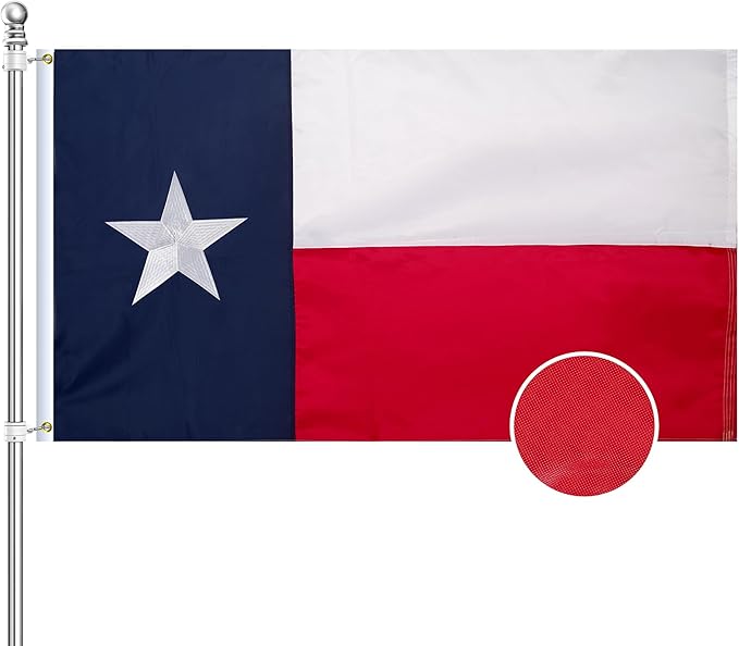 EMBROID Texas State Flag 6x10,Heavy Duty Outdoor Texas Flag,Embroidery Technique,Tear Resistant,Sewn Stripes,Brass Grommets,Upgraded High-strength Polyester Fabric,All Weather Durable State Flags.