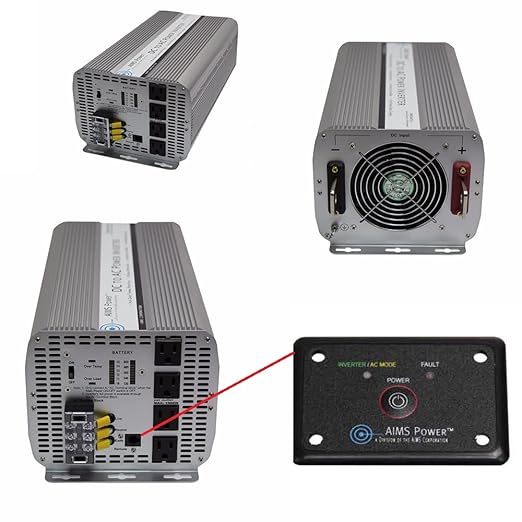 AIMS Power 5000 Watt / 10000 Watt Peak Modified Sine Power Inverter 12 Volt DC to 120 Volt AC with Remote