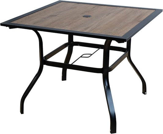 Kozyard Dining Table 37"x37" Outdoor Dining Table for 4, Patio Table with Umbrella Hole, Square Table for Backyard Patio Dining (Black)