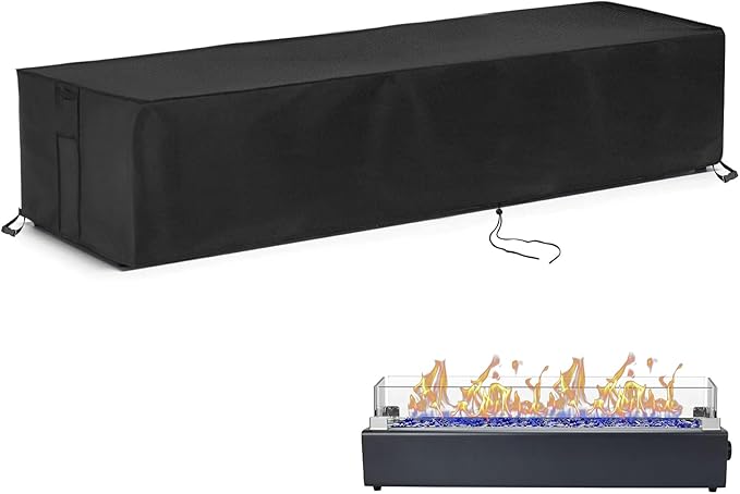 Outdoor 28 inch Rectangular Table Top Propane Fire Pit Cover, 40,000 BTU Tabletop Gas Firepit Cover for Patio,Outdoor Portable Fireplace Rectangular Fire Cover - 28 x 7 x 8 Inch