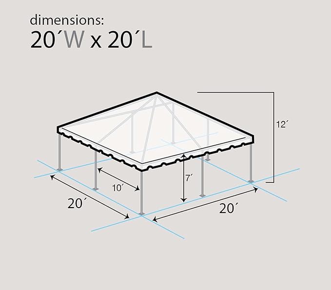 Party Tents Direct 20'x20' Weekender West Coast Tent Frame Party Tent (Yellow/White) PVC Top with Storage Bag - Tents for Parties, Weddings, Birthdays, Banquets, Fiestas, Workshop, Outdoor Event