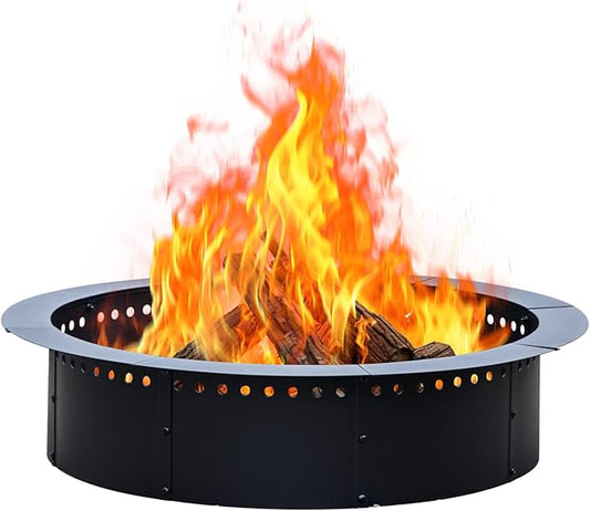 36 inch Outdoor Fire Pit Liner, Round Heavy Duty Fire Pits, Rim Insert Firepit for Outside, DIY Campfire Fireplace