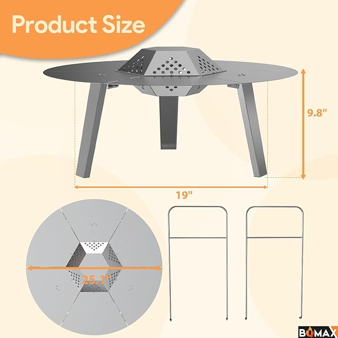 FirePit Heat Deflector for Solo Stove Bonfire 19.5", Portable Heat Diffuser with Carrying Handles for Solo Stove Bonfire, 19.5 Inch Stainless Steel Heat Deflector for Solo Stove Bonfire Accessory