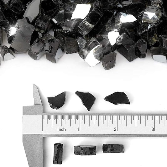 Stanbroil 10-Pound Fire Glass - 1/4 inch Reflective Tempered Fire Glass for Fireplace Fire Pit, Onyx Black Reflective