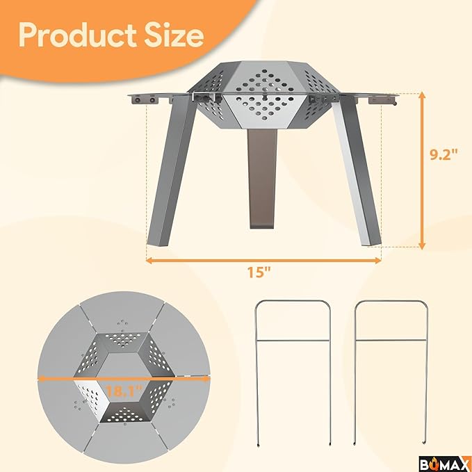 FirePit Heat Deflector for Solo Stove Ranger 15", Portable Heat Diffuser with Carrying Handles for Solo Stove Ranger, 15 Inch Stainless Steel Heat Deflector for 15 Inch Fire Pit Accessory