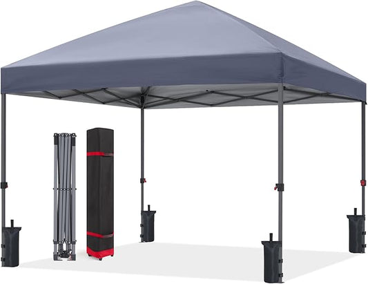 ABCCANOPY Pop Up Canopy - Outdoor Patio Portable Canopy Tent Heavy Duty for Backyard and Deck with 4 Sandbags(Light Gray, 8x8)