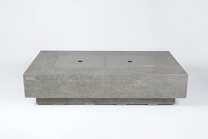 AMS Fireplace | Elementi Plus | Riviera | Rectangular Light Gray Concrete Propane Gas Fire Table Pit (Liquid Propane)