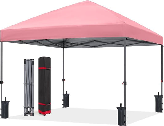 ABCCANOPY Pop Up Canopy - 10x10 Outdoor Patio Portable Canopy Tent Heavy Duty for Backyard and Deck with 4 Sandbags(Pink, 10x10)