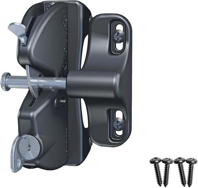 D&D Technologies LLAA LokkLatch, Locking Gate Gravity Latch, Key Lockable on One Side of Gate, for Metal, Wood, and Vinyl Fences, Black