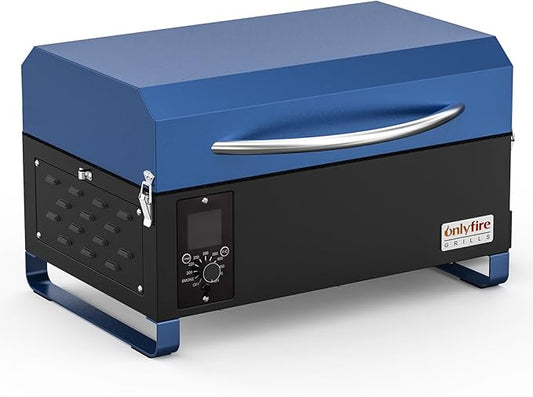 BBQ Wood Pellet Grill Smoker with Digital Control, Meat Probe & 2 Tiers Cooking Area, Portable Tabletop Grilling Stove for BBQ, Smoke, Bake and Roast, RV Camping, Blue GS313
