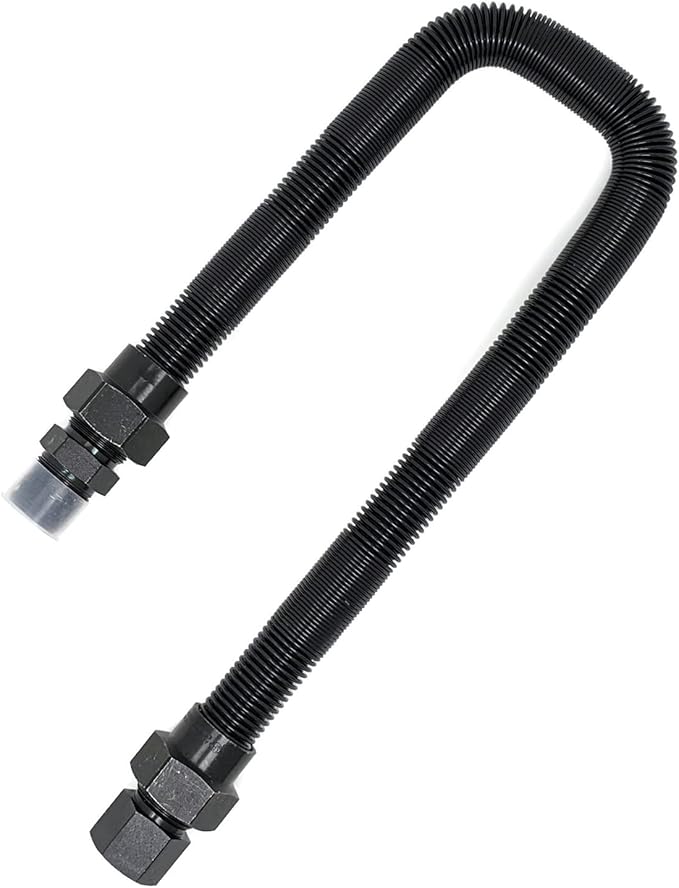 Midwest Hearth 3/4" Whistle Free Gas Flex Line for Fire Pit - Black (24" Long)