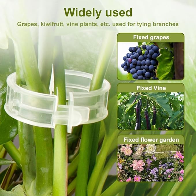 Plant Support Clips Reusable Garden Clips, Secured Plastic Plant Clips, Tomato Support Clips for String Trellis for Climbing Plants Outdoor Indoor Plant Flowers Stem Vine Fixing Clips (100, Black)