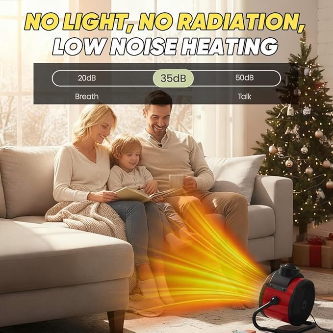 Saker 3000W Powerful Portable Heating Cannon for Outdoor&Indoor Use, PTC Electric Small Space Heater with 90° Adjustable Angle, Fast Heat With Protection for Greenhouse, Garage, Bedroom, Home Office